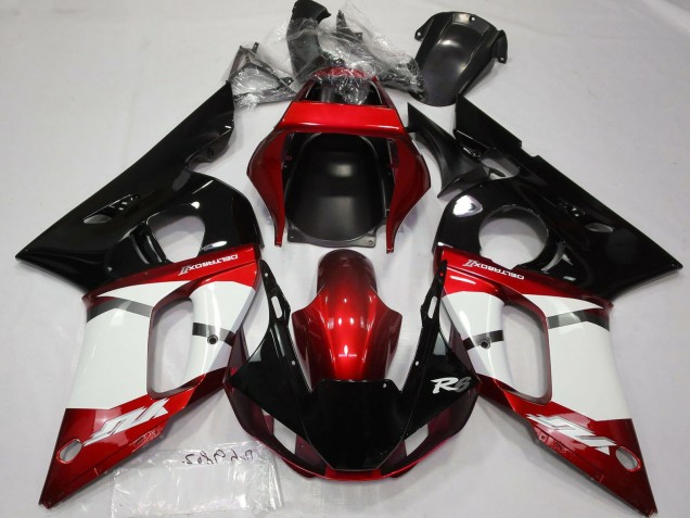 Carénage Moto Yamaha R6 1998-2002 - Rouge Blanc Noir Brillant