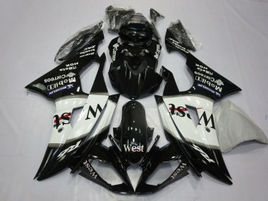 Carénages Moto Yamaha R6 2008-2016 - Noir Brillant Blanc West Michelin