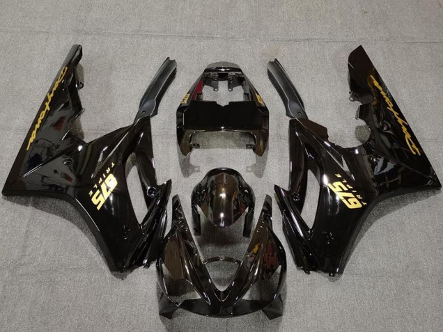 Carénages Moto Triumph Daytona 675 2006-2008 - Noir Brillant Or Décalque