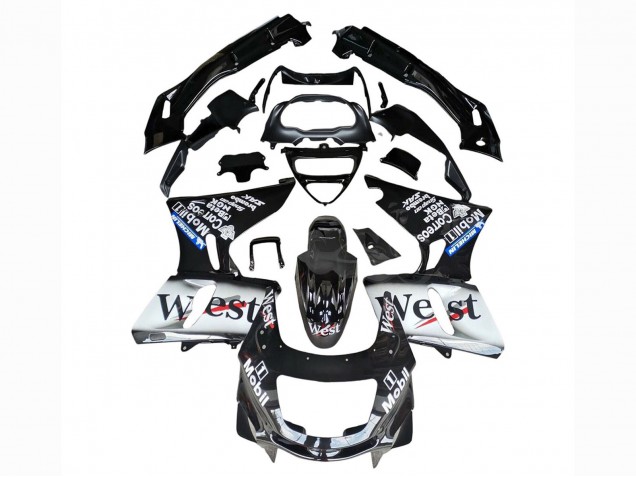 Carénages Moto Kawasaki ZZR600 1998-2003 - Noir Brillant Blanc West