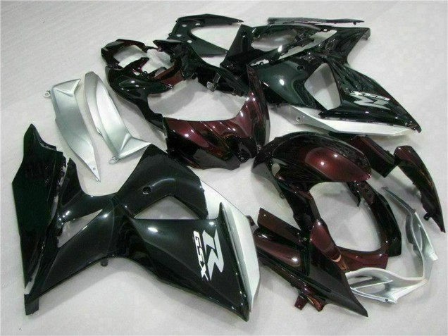 Carénages Moto Suzuki GSXR 1000 2009-2016 - Noir Brillant Argent Blanc
