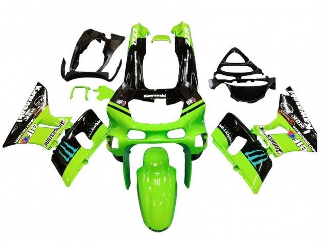Carénages Moto Kawasaki ZZR400 1993-2007 - Vert Noir Brillant Bleu Monstre Elf Touch4 Bridgestone