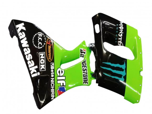 Carénages Moto Kawasaki ZZR600 1998-2003 - Vert Noir Brillant Bleu Monstre Elf Touch4 Bridgestone
