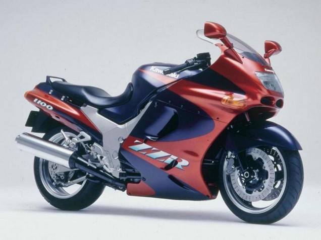 Carénages Moto Kawasaki ZZR1100 1993-2003 - Rouge Marron Bleu Foncé