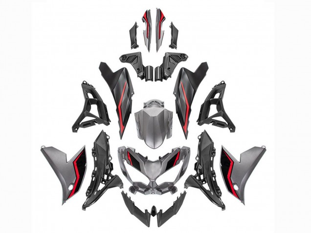 Carénages Moto Kawasaki Versys 650 2021-2024 - Gris Rouge Noir
