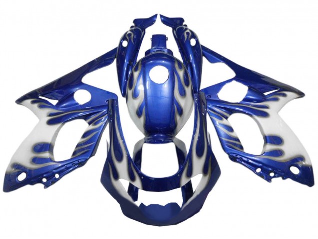 Carénages Moto Yamaha YZF600R Thundercat 1996-2007 - Bleu Blanc Argent Flamme