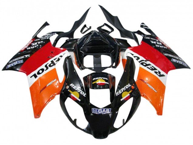 Carénages Moto Aprilia RSV1000 2003-2006 - Orange Blanc Rouge Noir Repsol