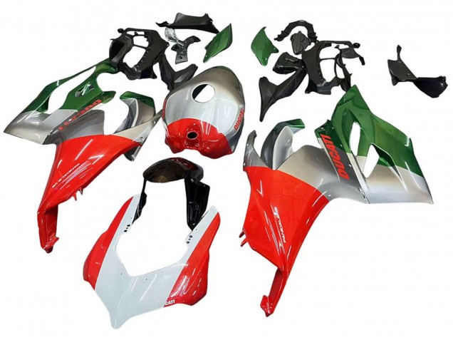 Carénages Moto Ducati Panigale V2 2020-2024 - Argent Rouge Vert
