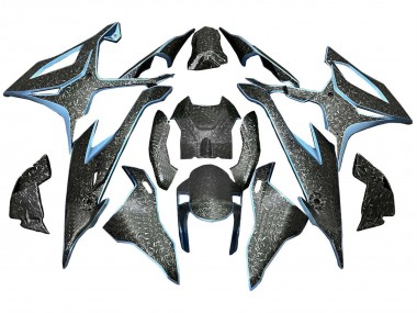 Carénages Moto BMW S1000RR 2019-2022 - Noir Bleu Clair Fibre de Carbone Forgée