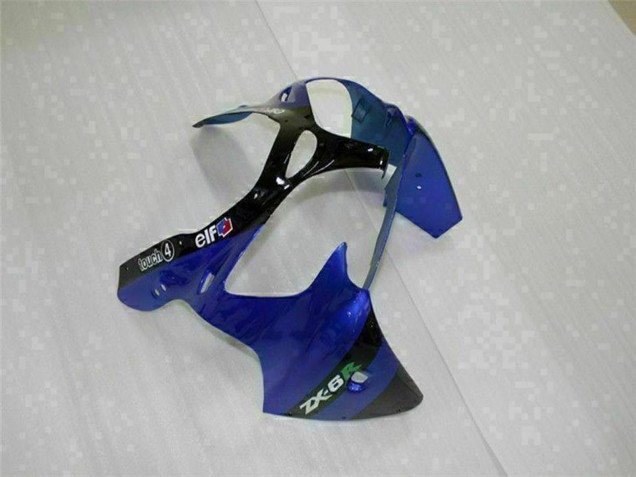 Carénages Moto Kawasaki ZX6R 2000-2002 - Bleu Noir Brillant Elf Bridgestone