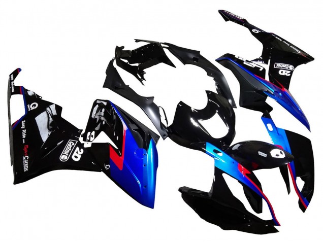 Carénages Moto BMW S1000RR 2015-2016 - Rouge Bleu Noir Noir Brillant