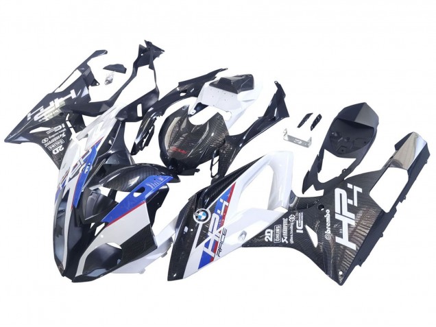 Carénages Moto BMW S1000RR 2015-2016 - Blanc Bleu Noir Fibre de Carbone