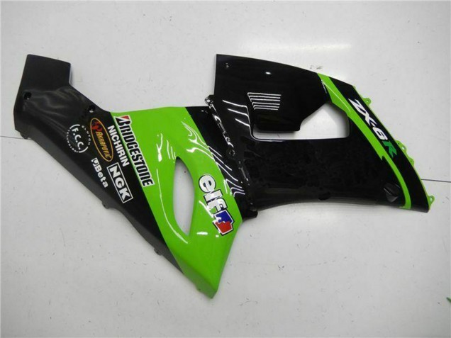 Carénages Moto Kawasaki ZX6R 2005-2006 - Vert Noir Brillant Elf