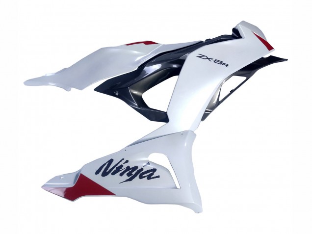 Carénages Moto Kawasaki ZX6R 2023-2025 - Blanc Perle Noir Rouge