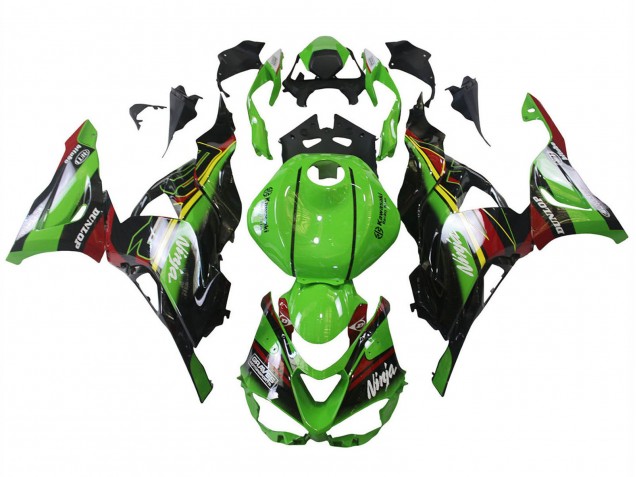 Carénages Moto Kawasaki ZX6R 2023-2025 - Vert Noir Rouge Jaune Dunlop