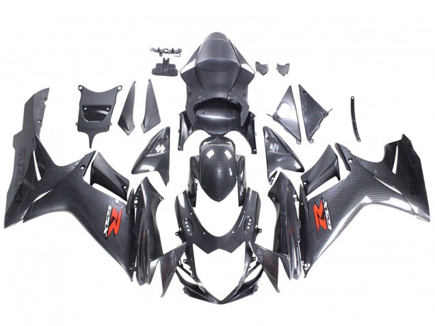 Carénages Moto Suzuki GSXR 600 / GSXR 750 2011-2024 - Noir Fibre de Carbone Rouge