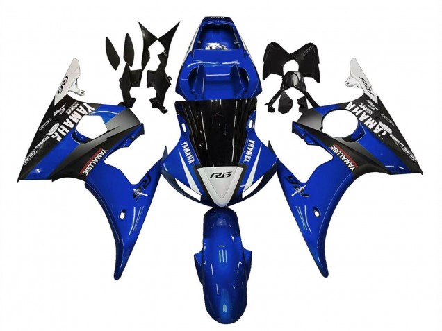Carénages Moto Yamaha YZF R6S 2006-2009 - Bleu Blanc Noir Brillant Yamalube