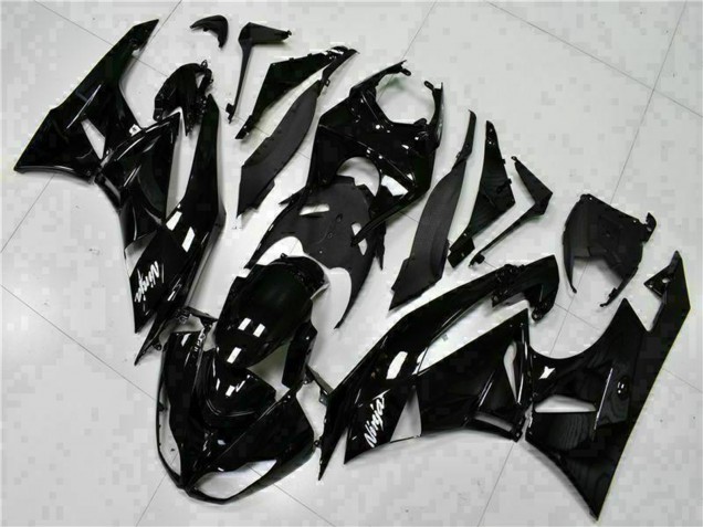 Carénages Moto Kawasaki ZX6R 2009-2012 - Noir Brillant Blanc Ninja