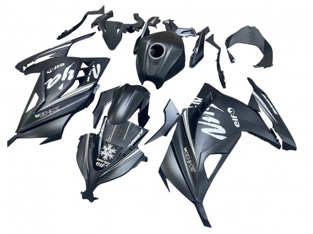 Carénages Moto Kawasaki EX300 2013-2024 - Noir Mat Blanc Elf Neige