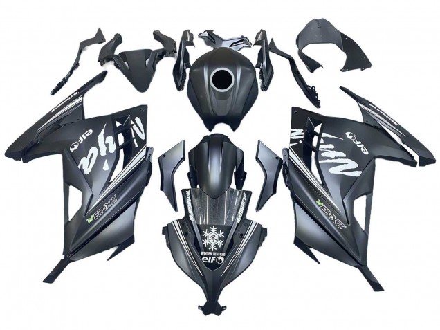 Carénages Moto Kawasaki EX300 2013-2024 - Noir Mat Blanc Elf Neige