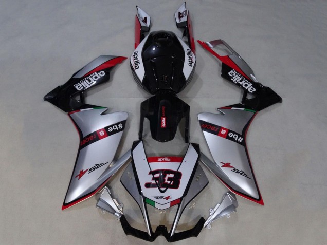 Carénages Moto Aprilia RS4 50 125 2012-2018 - Argent Rouge Noir Brillant