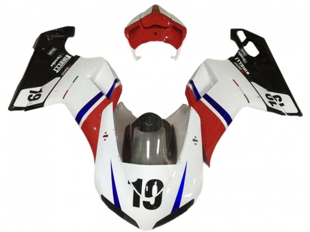 Carénages Moto Ducati 848/1098/1198 2007-2014 - Blanc Rouge Bleu Noir Brillant 19