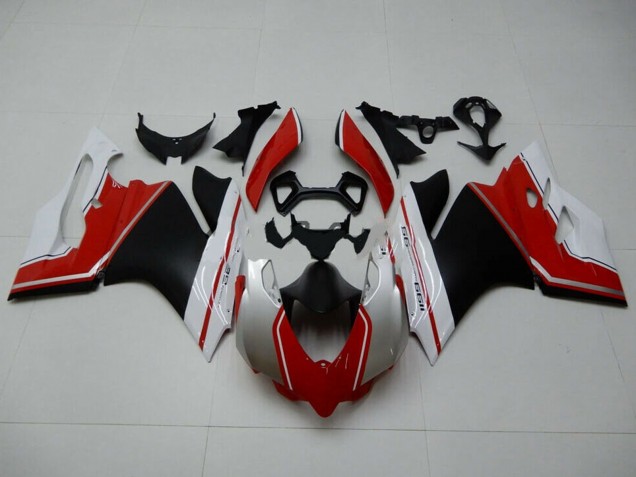 Carénages Moto Ducati 1199 2011-2014 - Blanc Rouge Noir Mat