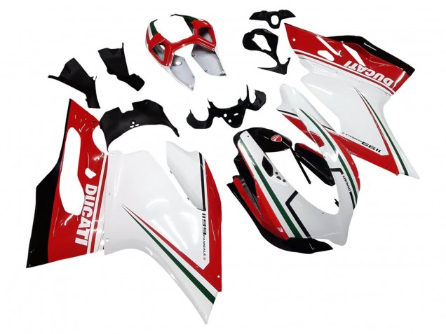 Carénages Moto Ducati 1199 2011-2014 - Blanc Rouge Vert Noir Brillant