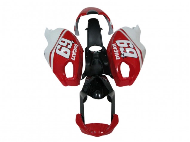 Carénages Moto Ducati Monster 696 796 1100 1100S 2008-2012 - Blanc Rouge Noir Brillant 69
