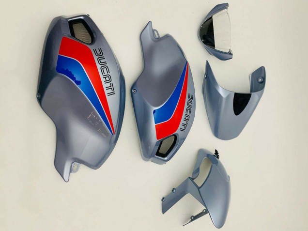 Carénages Moto Ducati Monster 696 796 1100 1100S 2008-2012 - Argent Rouge Bleu