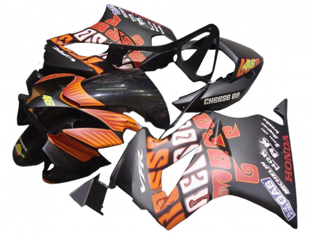 Carénages Moto Honda VFR 800 2002-2013 - Noir Mat Orange Rossi Repsol 46