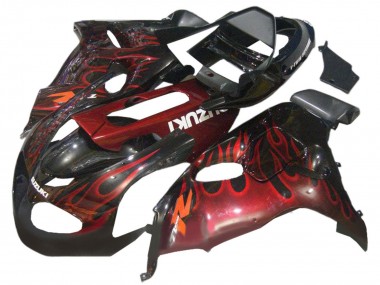 Carénages Moto Suzuki TL1000R 1998-2003 - Noir Brillant Rouge Flamme