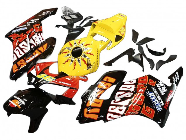 Carénages Moto Honda CBR1000RR 2004-2005 - Jaune Orange Noir Brillant Repsol Rossi 46