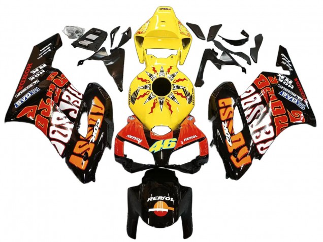 Carénages Moto Honda CBR1000RR 2004-2005 - Jaune Orange Noir Brillant Repsol Rossi 46