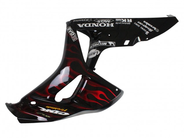 Carénages Moto Honda CBR1000RR 2006-2007 - Noir Brillant Jaune Rouge Flamme
