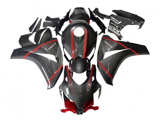 Carénages Moto Honda CBR1000RR 2008-2011 - Noir Fibre de Carbone Rouge