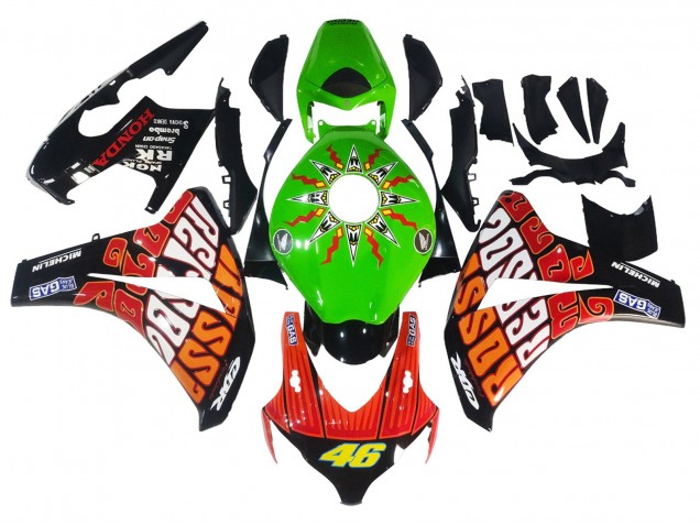 Carénages Moto Honda CBR1000RR 2008-2011 - Vert Orange Noir Brillant Rossi Michelin 46