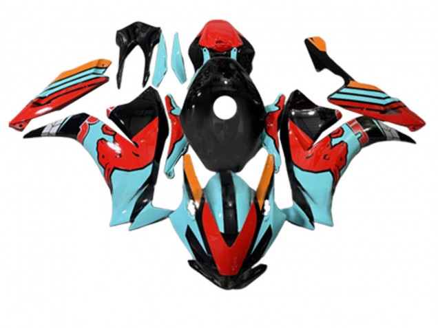 Carénages Moto Honda CBR1000RR 2012-2016 - Rouge Bleu Clair Noir Brillant