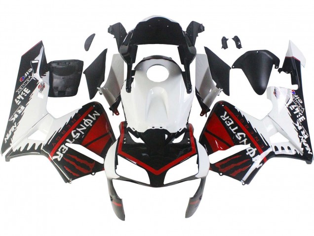 Carénages Moto Honda CBR600RR 2003-2004 - Blanc Rouge Noir Brillant Monstre
