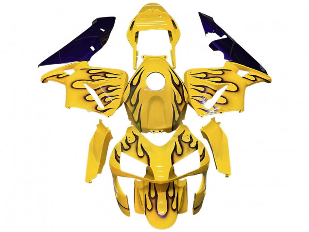Carénages Moto Honda CBR600RR 2003-2004 - Jaune Noir Flamme