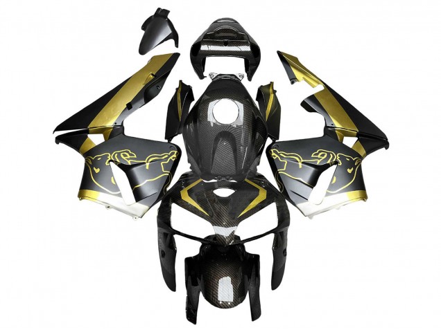 Carénages Moto Honda CBR600RR 2005-2006 - Noir Or Fibre de Carbone