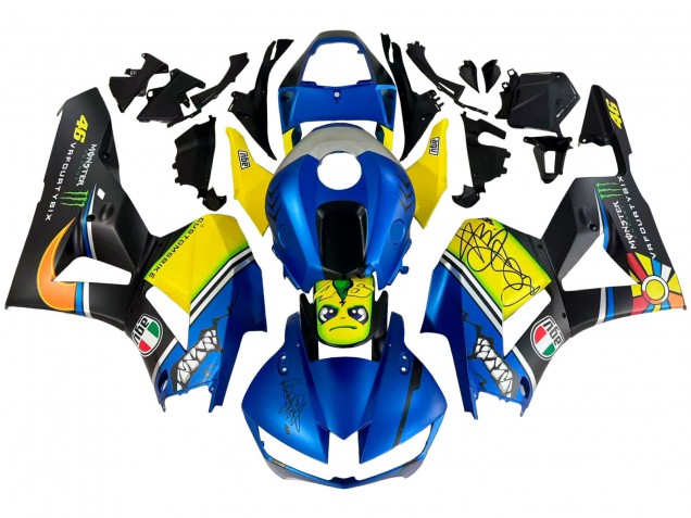 Carénages Moto Honda CBR600RR 2013-2026 - Bleu Jaune Noir Mat Vert Monstre Requin