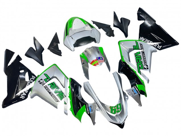 Carénages Moto Kawasaki ZX10R 2004-2005 - Vert Argent Noir 69