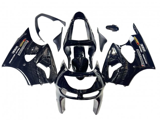 Carénages Moto Kawasaki ZX6R 1998-1999 - Noir Brillant Jaune Elf Bridgestone