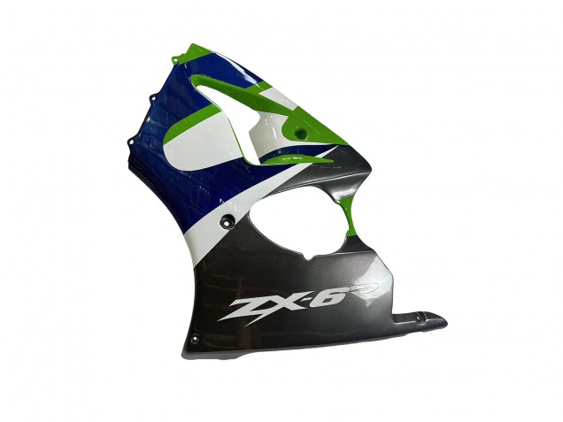 Carénages Moto Kawasaki ZX6R 1998-1999 - Vert Blanc Bleu Argent Noir Brillant