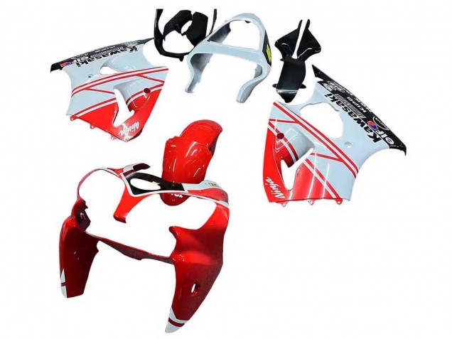 Carénages Moto Kawasaki ZX6R 2000-2002 - Blanc Rouge Noir