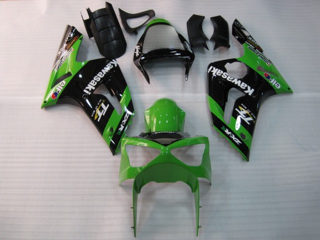 Carénages Moto Kawasaki ZX6R 2003-2004 - Vert Noir Elf Bridgestone