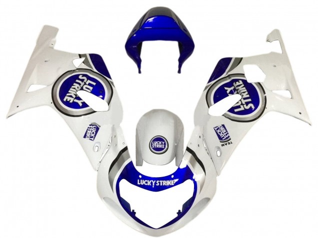 Carénages Moto Suzuki GSXR 600 / GSXR 750 2001-2003 - Blanc Bleu Lucky Strike