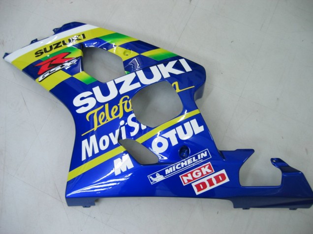 Carénages Moto Suzuki GSXR 600 / GSXR 750 2004-2005 - Bleu Blanc Jaune Vert Telefumica Motul MoviStar