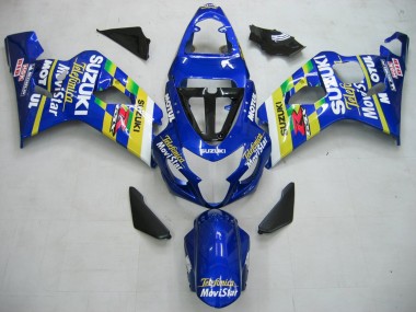Carénages Moto Suzuki GSXR 600 / GSXR 750 2004-2005 - Bleu Blanc Jaune Vert Telefumica Motul MoviStar